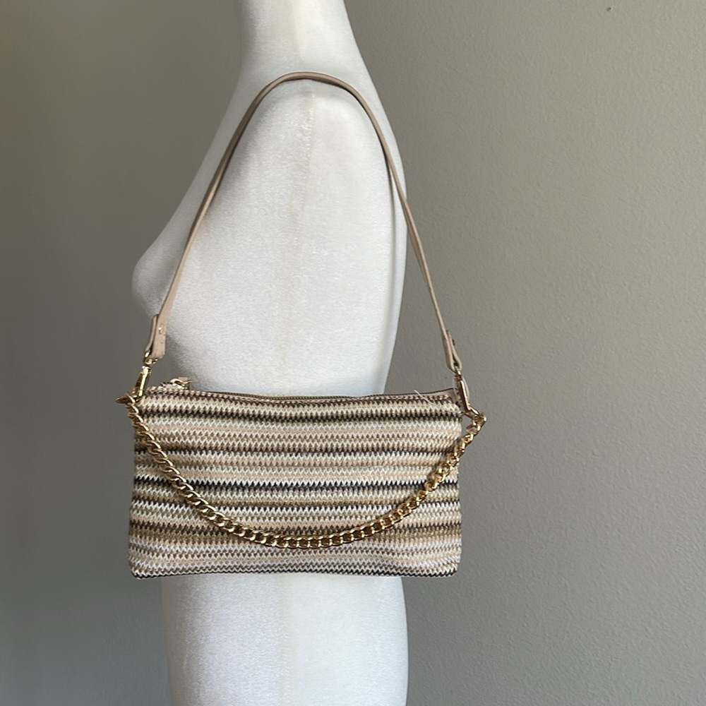 Striped Tan and Gold Women's Bag